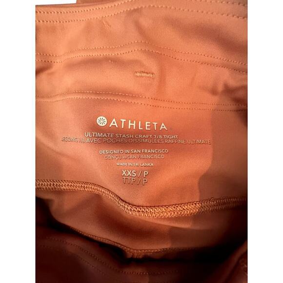 Athleta Women's Mid Rise Muted Red Ultimate Stash II Capri Leggings XXS - Picture 8 of 8